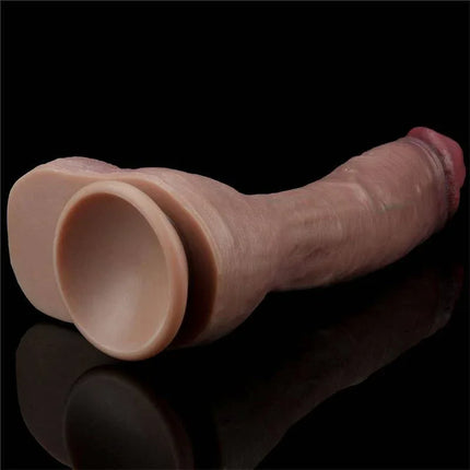 Close-up of Dildo Nature 10.5 Dual Layer by Love Toy King, featuring lifelike platinum double-density silicone texture.