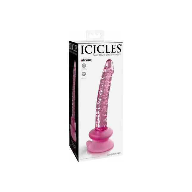 Dildo No. 86 glass Icicle massager in packaging, lifelike design for enhanced pleasure and durability