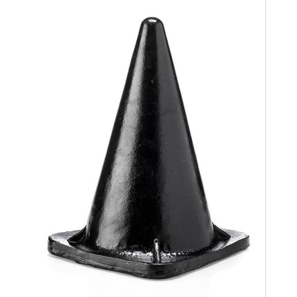 Black vinyl Dildo Parcel 30 cm anal plug with rounded tip and wide base on white background