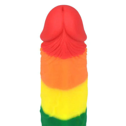 Dildo Prider 7 Liquid Silicone LGBT in vibrant Pride flag colors, body-safe, hypoallergenic dildo for comfort and premium pleasure.