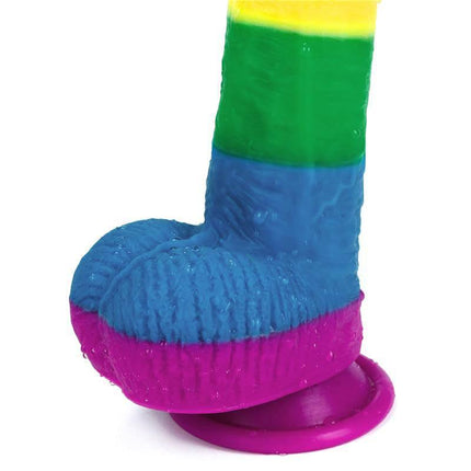 Rainbow-colored Dildo Prider 9 Liquid Silicone LGBT with suction base