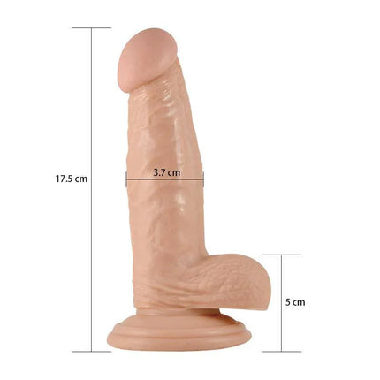 Dildo Real Extreme 7 Flesh with lifelike texture, 17.5 cm long, 3.7 cm diameter, skin-safe PVC.