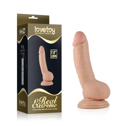 Dildo Real Extreme with Vibration 7 Flesh featuring realistic design, veiny shaft, and adjustable vibrations. Waterproof and lifelike.