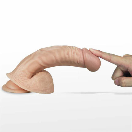 Dildo Real Extreme with Vibration 8.5 Flesh showcasing lifelike texture and flexible body.