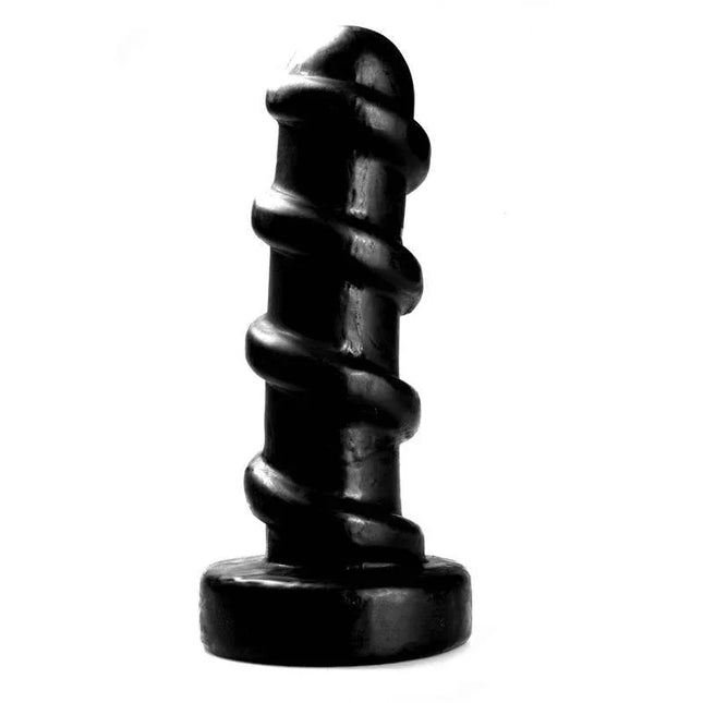 Black Dildo Ressort 25 cm with spiral design for enhanced stimulation