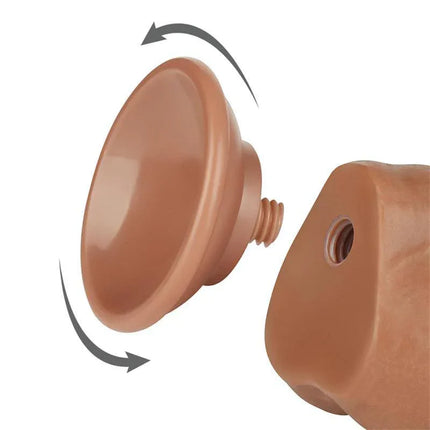 Suction base and attachment of the Dildo Sliding Skin 7.5 Brown, showcasing versatile use and lifelike dual-density material.
