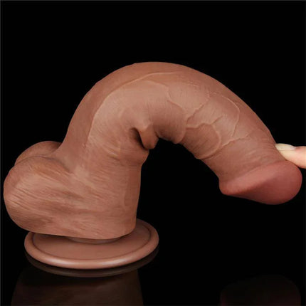 Dildo Sliding Skin 8 Brown with dual-layer construction for realistic texture and flexible design.