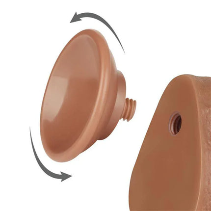 Suction cup attachment for Dildo Sliding Skin 8.5 Brown, showing interchangeable base feature for versatile use.