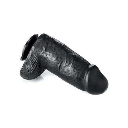 Dildo Super Mike 18 cm black vinyl dildo with realistic texture for intense pleasure and stimulation.