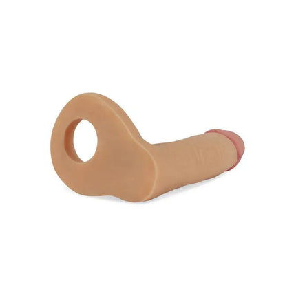 Dildo The Ultra Soft Double 5.8 Flesh with flexible base for comfort and lifelike feel, ideal for anal or vaginal play.