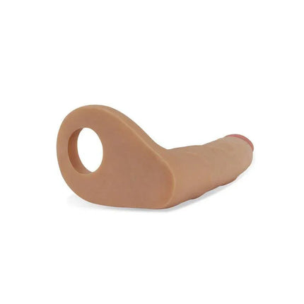 Dildo The Ultra Soft Double 7 Flesh with flexible base strap for dual stimulation