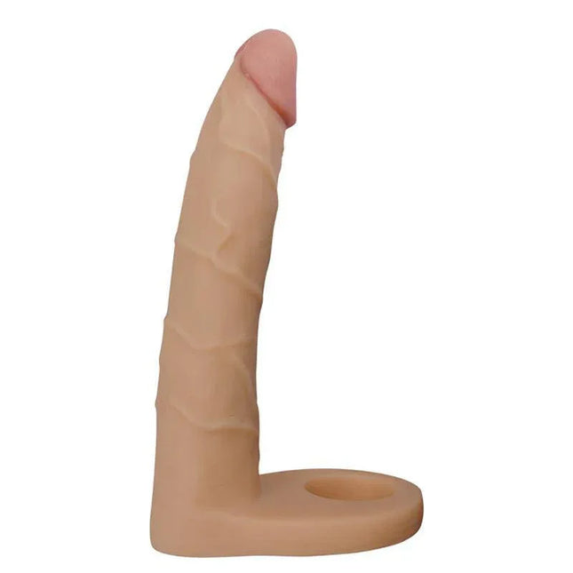 Dildo The Ultra Soft Double 7 Flesh with realistic feel and flexible base strap for enhanced stimulation.