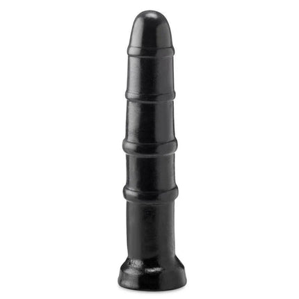 Dildo Victory 26 cm - Vinyl dildo with rounded tip and spiral relief for enhanced stimulation, insertable length 26 cm, black color.