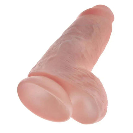 Lifelike King Cock Dildo with Ball Chubby 9 featuring textured veins and contours for realistic pleasure and versatile play.