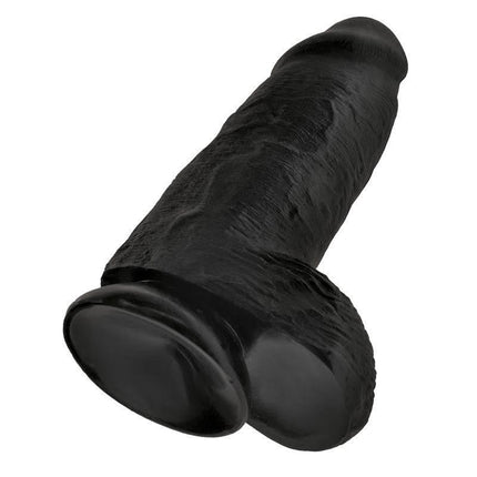 Dildo with Balls Chubby 9 Black with realistic texture and detailed design