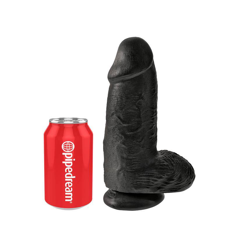 Dildo with Balls Chubby 9 Black - secretsextoys.store