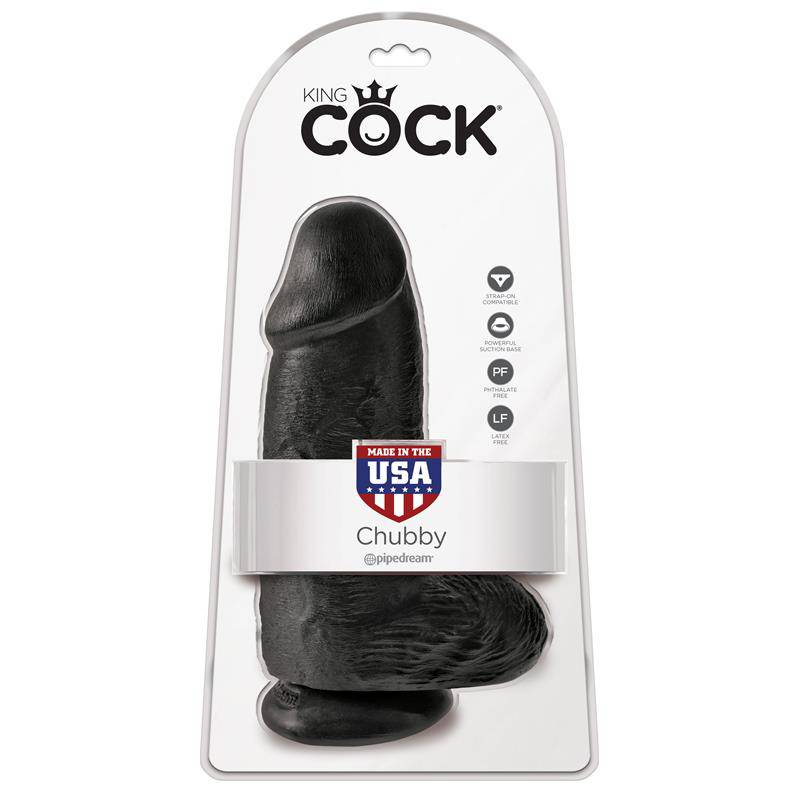 Dildo with Balls Chubby 9 Black - secretsextoys.store