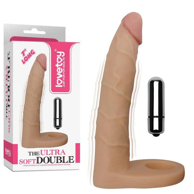 Dildo with Vibration 7 in packaging, featuring a realistic 7-inch shaft and included vibrating bullet for enhanced pleasure.