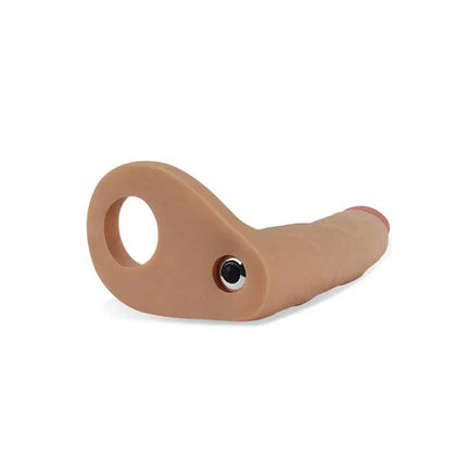 Dildo with Vibration 7, 7-inch vibrating strap-on anal dildo with lifelike veins and secure fit for shared couples' pleasure.