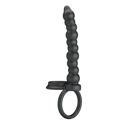 Black Dillion Anal Chain with Penis Ring featuring dual-function design for prostate stimulation and extended pleasure.