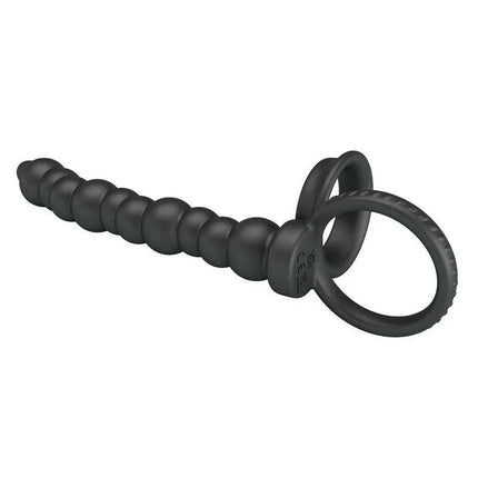 Dillion Anal Chain with Penis Ring, silicone beaded plug and ring for enhanced adult pleasure and prostate stimulation.