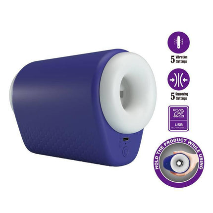 Dj Lady Men Masturbator with Vibration featuring ergonomic design, 5 vibration functions, and USB rechargeable.