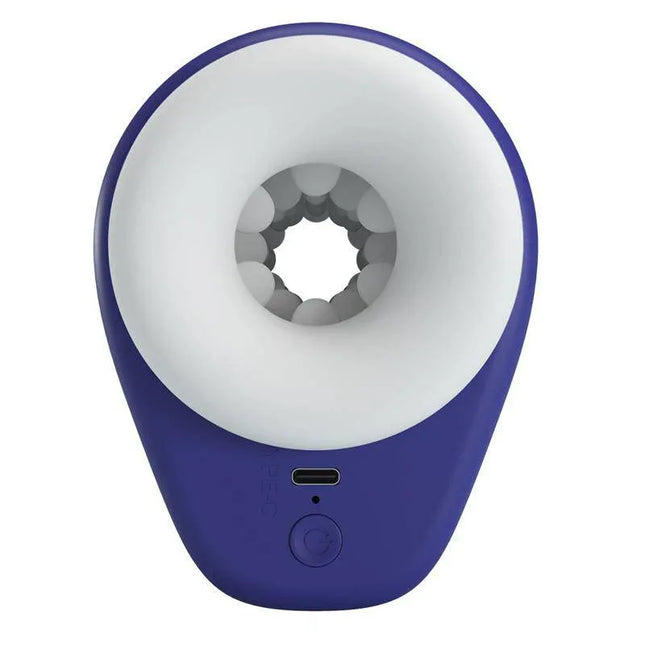 Close-up of Dj Lady Men Masturbator with Vibration showcasing textured sleeve and ergonomic design.