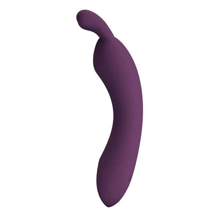 Dj Rabbit G-Spot Vibrator in purple silicone with ergonomic design and shimmering ring for targeted pleasure.