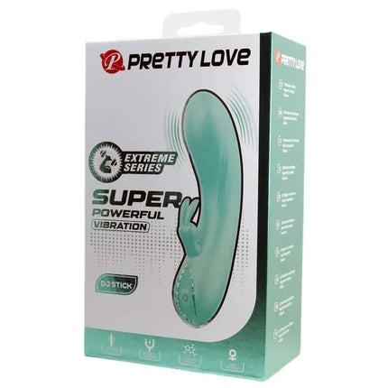Dj Stick Vibrator G-Spot package showcasing Pretty Love brand with decorative design and powerful vibration features.