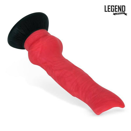 Dogon Liquid Silicone Dildo 20 cm in red, featuring a unique textured design and a wide base for stability, ideal for intense stimulation.