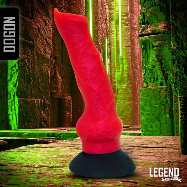 Dogon Liquid Silicone Dildo 20 cm in a vibrant cave setting, showcasing its bold design and premium materials by Legend Dildos.