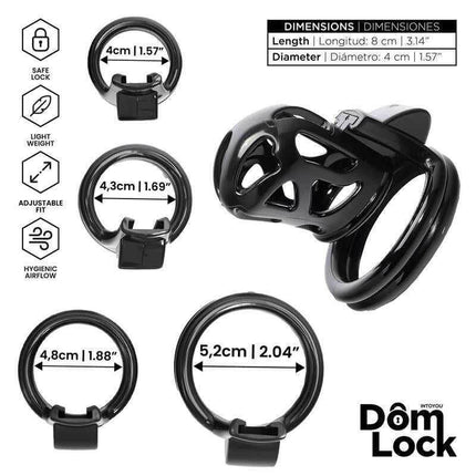 Domlock Chastity Cage: Internal Lock Mastery with adjustable fit and hygienic airflow features
