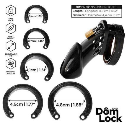 Domlock M Size Chastity Cage for Ultimate Control with adjustable rings and secure lock features