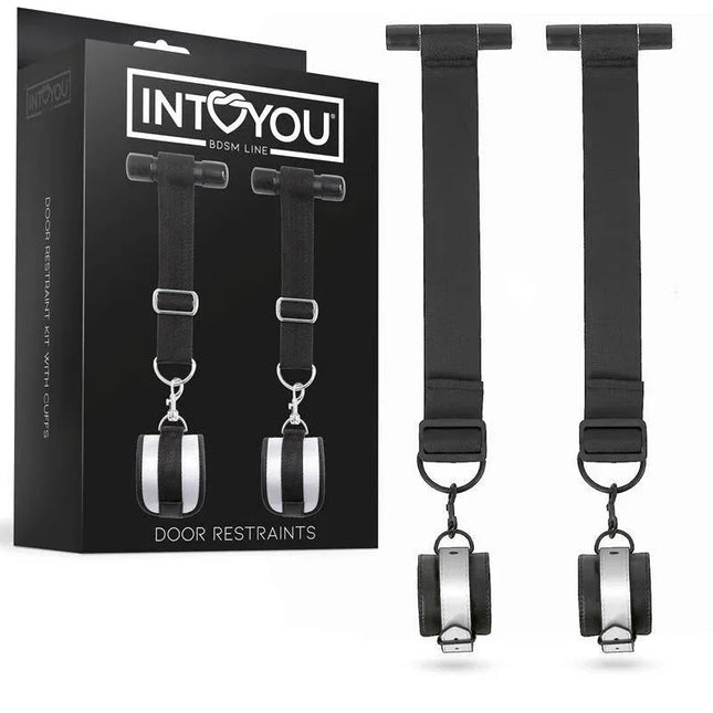 Door Restraint Kit with Adjustable and Removable Cuffs from Intoyou BDSM Line, featuring neoprene straps and metal rings for secure play.