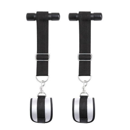 Door Restraint Kit with Adjustable and Removable Cuffs, black neoprene straps on white background
