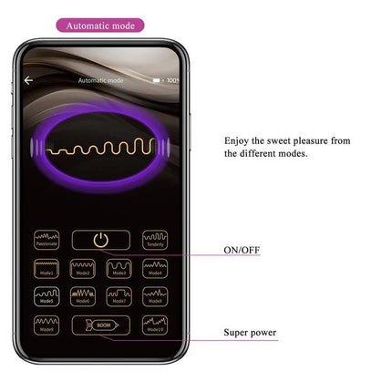 App interface for Doreen Vibrating Egg with App-Controlled Electro Shock showing automatic mode and customizable settings.