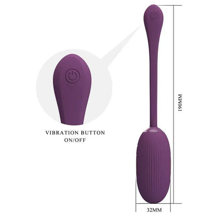 Doreen Vibrating Egg with Electro Shock and App, featuring silicone design and vibration button, 32mm width, 190mm length.