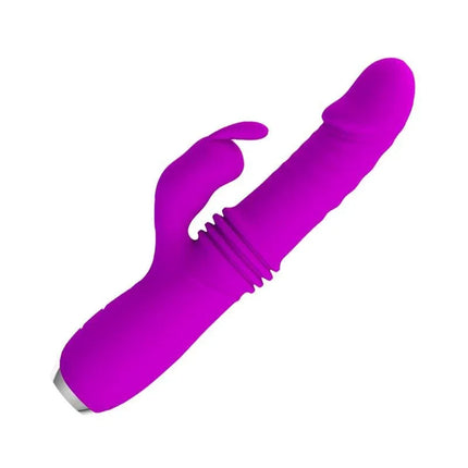 Dorothy Thrusting Vibrator USB Purple with dual stimulation and thrusting action, made from medical-grade silicone for beginner pleasure.