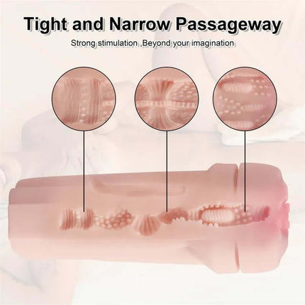 Dot Vagina Masturbator with Vibration featuring textured canal for intense stimulation