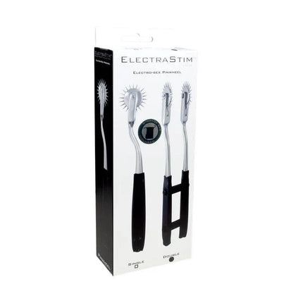 ElectraStim Double (bi-polar) Pinwheel packaging showing dual electro pinwheels for sensory play and teasing sensations.