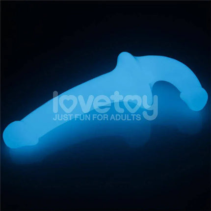 Double dildo Lumino Play Blue Light 10.5 glowing in the dark, featuring a double-ended design for versatile use and intimate exploration.