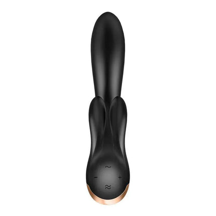 Double Flex G-Spot Vibe 3 Motors Satisfyer APP Connect Black, premium black vibrator for G-spot and clitoral stimulation.
