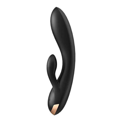 Double Flex G-Spot Vibe 3 Motors Satisfyer APP Connect Black vibrator, app-connected, triple-motor, silicone, ergonomic design.