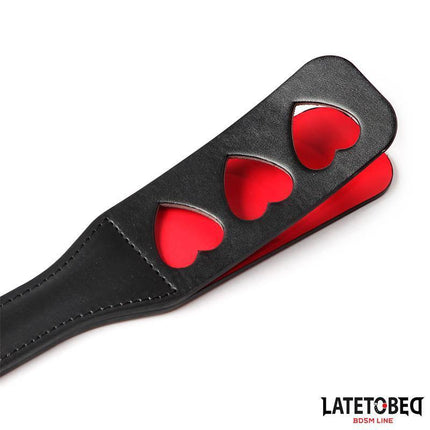 Double Layers Paddle Heart 32 cm with red heart design from Latetobed BDSM collection, featuring two-layer PU construction.