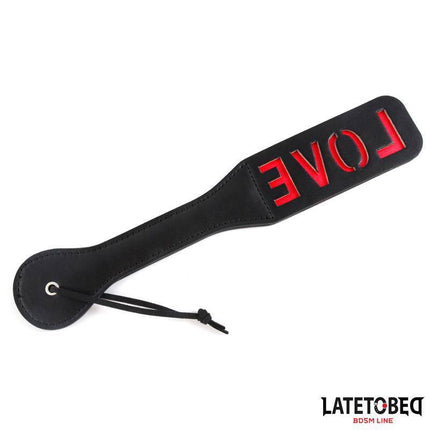 Double Layers Paddle LOVE 32 cm with red motif and slim handle by Latetobed BDSM Line