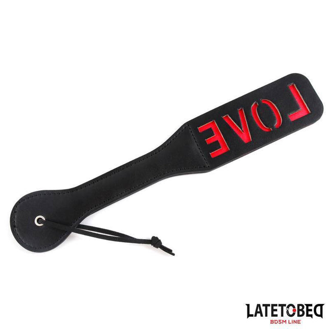 Double Layers Paddle LOVE 32 cm with red motif and slim handle by Latetobed BDSM Line
