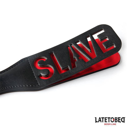 Double Layers Paddle SLAVE 32 cm with bold red design, ideal for BDSM enthusiasts seeking intense play, by Latetobed.