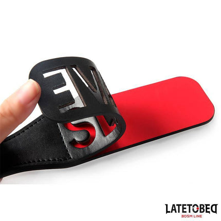 Double Layers Paddle SLAVE 32 cm by Latetobed featuring a striking red and black PU design, perfect for BDSM enthusiasts.