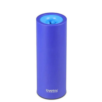 Double Opening Masturbator Blow Job Stroker in blue, discreet design for solo sessions.