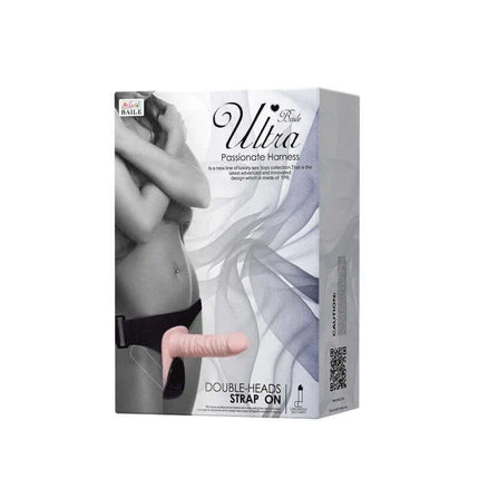 Double Penetration Strap-on Flesh package with two-headed dildo harness for enhanced intimate experiences and pleasure.